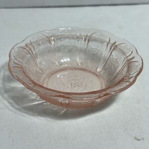 Vintage Pink Depression Glass Berry Bowl Cherry Pattern